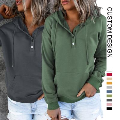 China New Design Anti-shrink Wholesale Hoodies Unisex Button Pullover Women Streetwear Apparel Cotton Snap Hoodie for sale