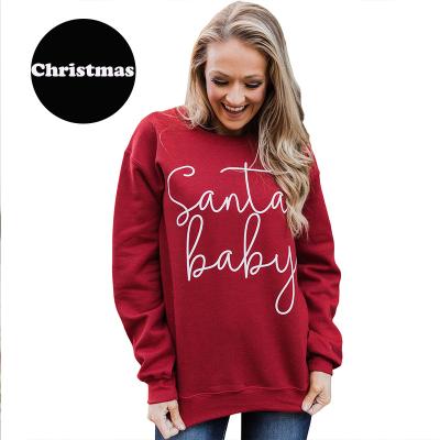 China Popular Christmas Santa Baby Print Wholesale Anti-wrinkle Streetwear Winter Pullover Sweatshirt Hoodies 2021 for sale