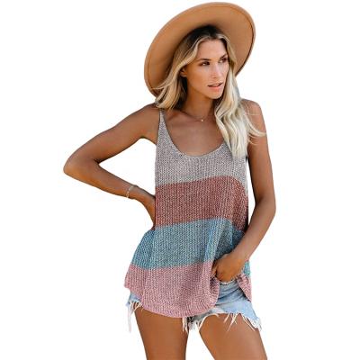 China Price Ladies Clothing Multicolor Women Cami Knitted Blouse Tank Top Breathable Manufacturer for sale