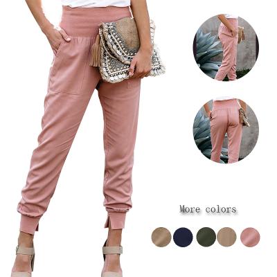 China Wholesale Pink Anti-Wrinkle Solid Color Sweatpants Women Slim Fit Joggers High Waist Joggers for sale