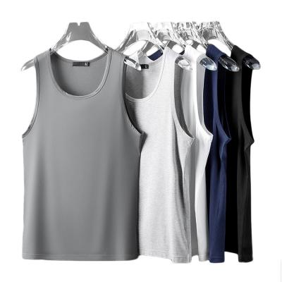 China Modal material anti-pilling fast selling anti-pilling empty tank tops crew neck solid color workout tank tops regular fit men for sale