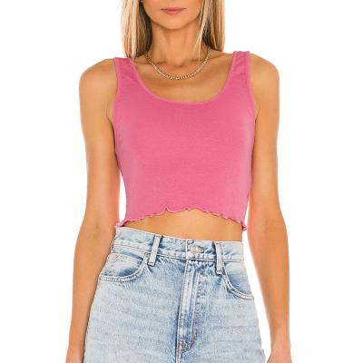 China Full anti-pilling anti-pilling anti-pilling sampling design girls fitness pink scoop neck lettuce balance tank top sexy strict cultivation fast production small for sale