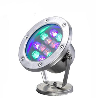 China Waterproof LANDSCAPE Stainless Steel IP68 DC24V 12w RGB Color Changing Decorative Pool Lights Led Underwater Light for sale