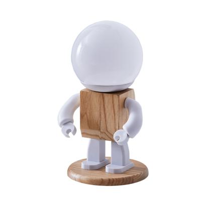 China Biumart LED Durable Robot USB Table Desk Lamp Wooden Cute Kids Mini Night Light Bedroom Bedside Kids for sale