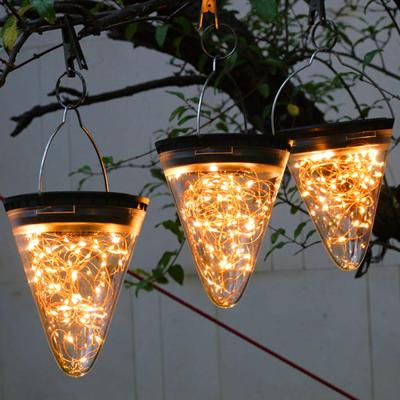 China Theme Park 50 LED Hanging Christmas Outdoor Waterproof Decoration Lamp Solar Powered Hanging Lamps for sale