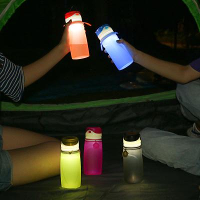 China Custom Creative Viable Logo Collapsible Eco Friendly Led Smart Fordable Water Bottle for sale