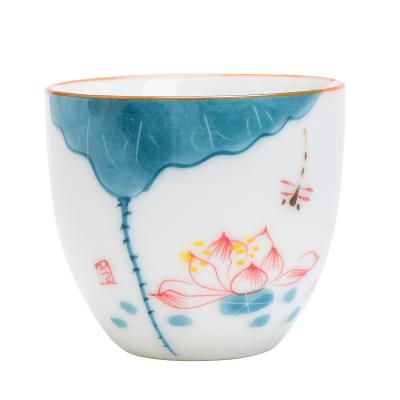 China Viable Traditional Chinese Tea Cup Ceramic Tea Cups Floral and Bird Pattern Loose Tea Cup in Gift Box for sale