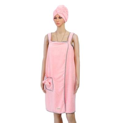 China Other coral velvet can use bathrobe adult absorbent quick-drying bowknot ladies bath towel household bath skirt wholesale for sale