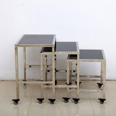 China Manufacturer Single Sided Supply Rack Display Stand Stainless Steel Wooden Promotion Wooden Desk for sale