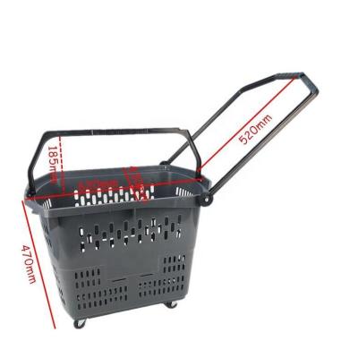 China With wheel bestseller the supermarket basket has a rolling basket with wheels and handles for sale