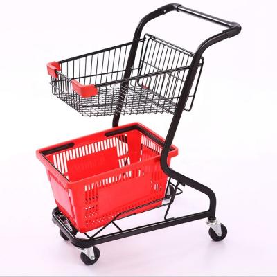 China Unveiling Wholesale Cheap Price Two Tier Grocery Cart for sale