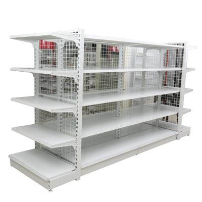 China New Double Sided Vending Double Sided Mesh Grocery Retail Store Display Shelves Supermarket Back Shelf for sale