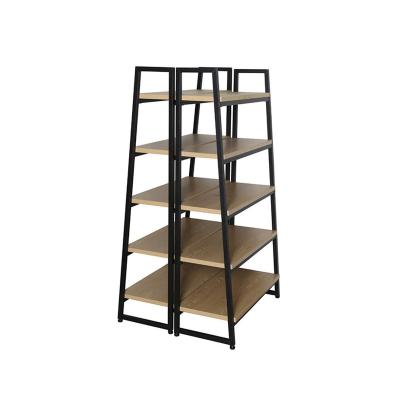 China Single-sided/double-sided fashionable style wooden boutique shelves retail store shelves, grocery store double-sided display rack for sale