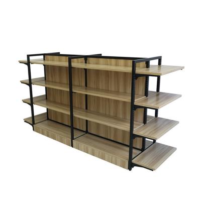 China New Arrival Wooden Double Sided Double Sided Supermarket Shelf Wooden Display Racks Supermarket Retail Shelves for sale