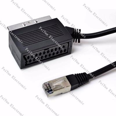 China High quality DVD player Europe audio&video cable 21pin scart male/female to Ethernet RJ45 adapter for sale