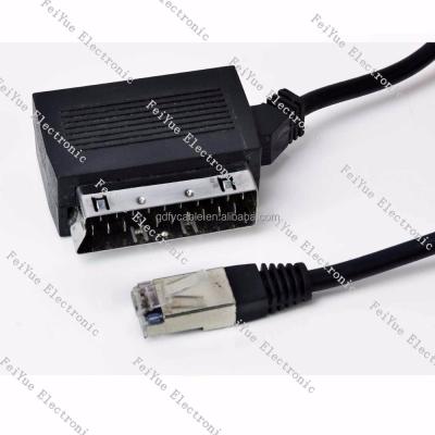 China High quality Europe audio&video cable 21pin scart male/female to Ethernet RJ45 adapter Dongguan Cat6 STP for sale