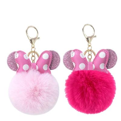 China Bag Charm Puff Ball Keychains Fox Fur Pom for sale