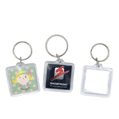 China Clear Acrylic Square Keychains, Blank Plastic Square Key Chain Insert Clear Acrylic Promotion Gift Photo for sale