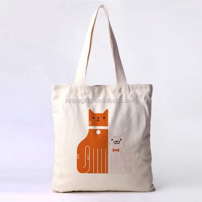 China Zipper On Top Standard Size Cotton Canvas Cat Design Tote Bag Cute Tote Bag Cute Tote Bag For School Girl for sale