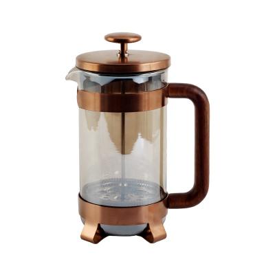 China CLASSIC 304 Stainless Steel Glass Coffee Classic Copper French Press for sale