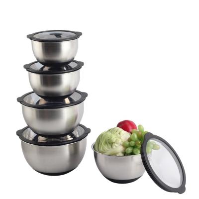 China Modern 1.5/2/3/4/5 Qrt, With Airtight Clear Lid Premium Stainless Steel Mixing Bowls for sale