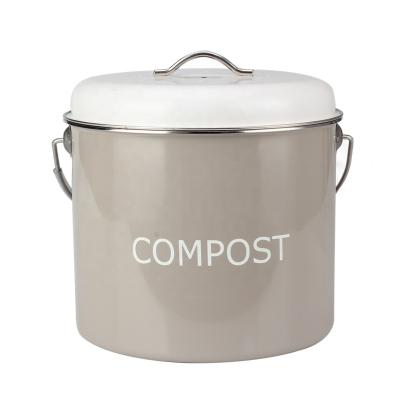 China Cover Rolling Type 1.3 Gallon Carbon Steel Countertop Compost Bin, Kitchen Indoor Compost Bin for sale