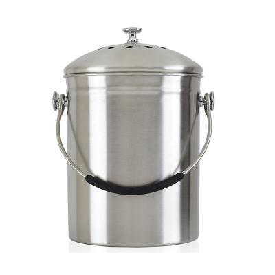 China Cover roll type kitchen compost container with activated carbon filter, stainless steel compost bin for sale