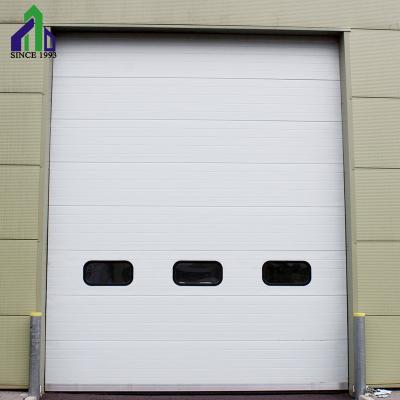 China JIANDA modern industrial sectional door white color high lift industrial sliding door with windows for sale