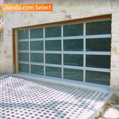 China Modern Automatic Custom Size Garage Glass Door With Pedestrian Door for sale