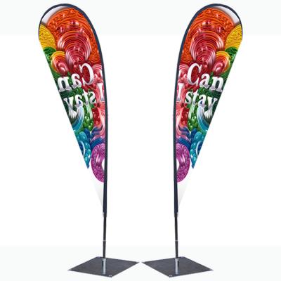 China Lightweight/Portable Digital Printing Polyester Flying Flag Outdoor Advertising Teardrop Feather Beach Flag With Base for sale