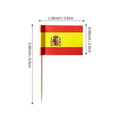 China Lightweight/Portable Amazon Hot Selling Embroidered Personalized Spain Sanitary Rectangular Mini Toothpick Flag Custom Made for sale