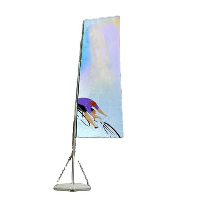 China Hanging Sample Available Digital Printing Black Pongee Material Pole Rack Water Injection Hanging Flag for sale