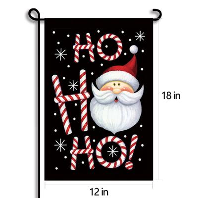 China Strong Color Stability/Environmental Protection Durable//Wholesale Washable Cute Cartoon Santa Claus With Big Beard Welcome Flag Christmas Garden Flag for sale