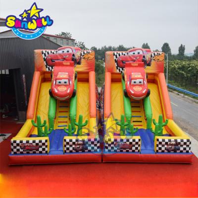 China Park/playground/school/rental inflatable slide/festival/home yard car theme giant inflatable slide cars commercial rentals for sale