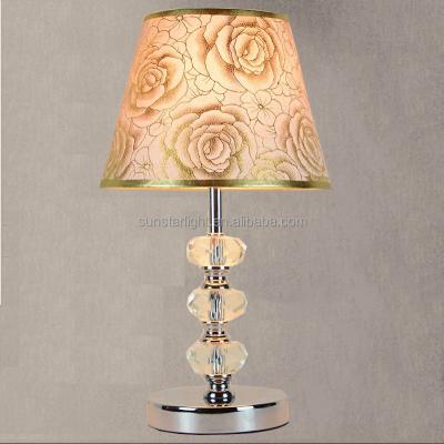 China Modern Modern Metal Base And Crystal Body With Fabric Lampshade Table Room Study Living Room Bedroom Lamp Table Light for sale