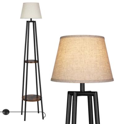 China Modern Sofa Bedside Modern Standing Tray Table Floor Lamp with Storage Shelves for sale