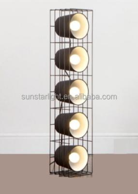 China New Arrival Modern Black Metal Frame With 5 Standing Lamps / Shade Head Floor Fabric Light for sale