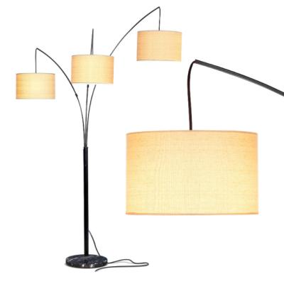 China Modern Floor Lamp With Marble Base 3 Lights Hanging Over Couch From Behind Multi Head Bowing Tree Lamp for sale