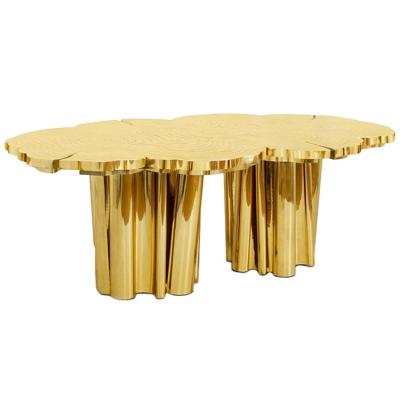 China Luxury Modern Furniture Customized 304 Stainless Steel Titanium Gold Dining Table for sale