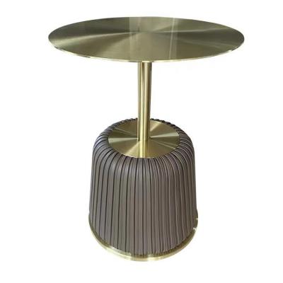 China Modern design 304 stainless steel dining coffee table modern golden round tea table for sale