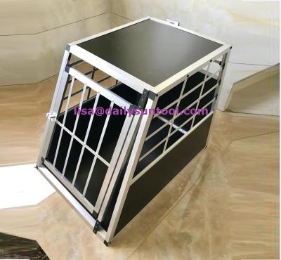 China Breathable Aluminum Dog Cage Puppy Vehicle Transport Crate Carrier 65x90x69.5cm Cheapest Prices for sale