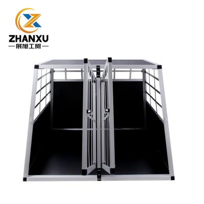 China Large Car Dog Cage Aluminum Dog Crate Breathable Pet Car Moving Aluminum Cage for sale