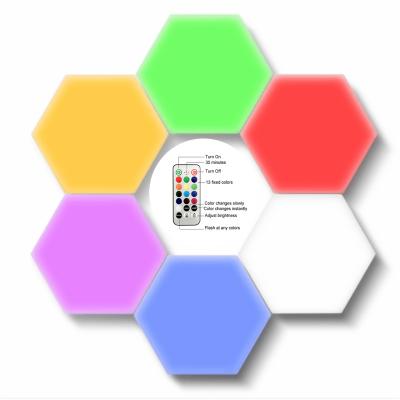 China Creative DIY Hexagon Wall Lamp Quantum Geometry Modern Modular Flush Mount Assembly RGB LED Night Light For Living Room for sale