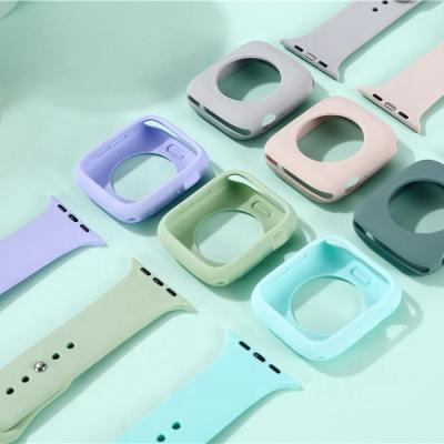 China Lightweight Silicone Strap for Smart Watch 4/5/6 38mm/40mm/42mm/44mm 6 Series Wristband Wristband Watch Band Protective Smart Watch Case for sale