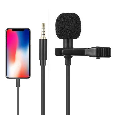 China Professional 3.5mm Conference Microphone For Live Equipment Smartphone Mic Phone Lapel Camera Lavalier Recording Microphone With Clip for sale