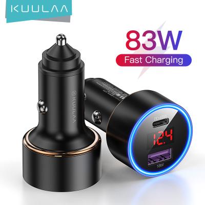 China 83W KUULAA 83W High Power Output PD 65W Dual Port Type C USB Fast Charging Car Charger for Car SUV Trucks for sale