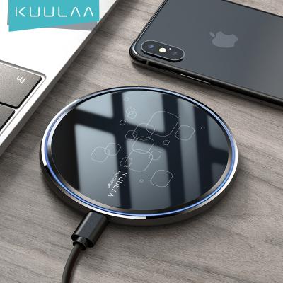 China KUULAA 2021 Mobile Phone Good Quality Acrylic 15W Mirror Radio Charger Pad Faster Charger Wireless Charger With LED Indicator for sale