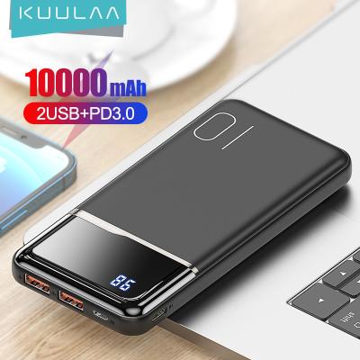 China Digital Display 10000 Mah Battery Charger Powerbank Portable Slim Power Bank Support QC 3.0 KUULAA For Type-C Micro Iphone Power Banks for sale