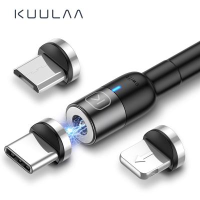 China KUULAA Quick Charge 3 in 1 Fast Charging Usb Magnetic Cable Usb Nylon Cable Connector Magnet Charger Cable For iPhone for sale