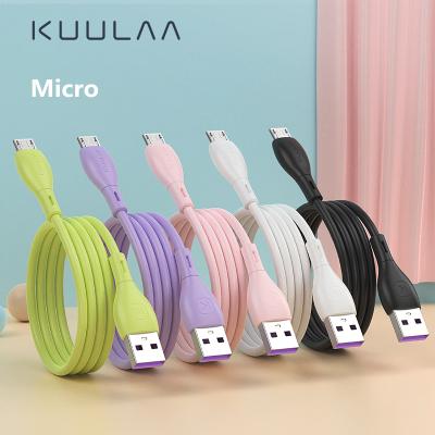 China 3A KUULAA Charging Colorful Energetic Macarons Young Colorful USB Data Cable Skin-friendly Fast Soft Micro Cable For Mobile Phone for sale